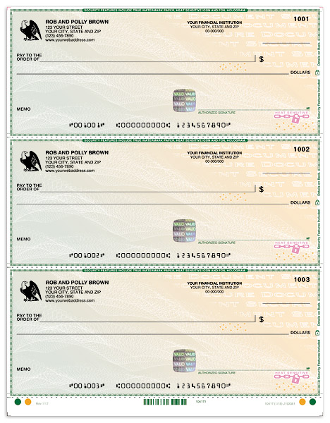 High Security Laser Draft Checks - Green Safety