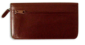 Brown Leather Zippered Checkbook Cover